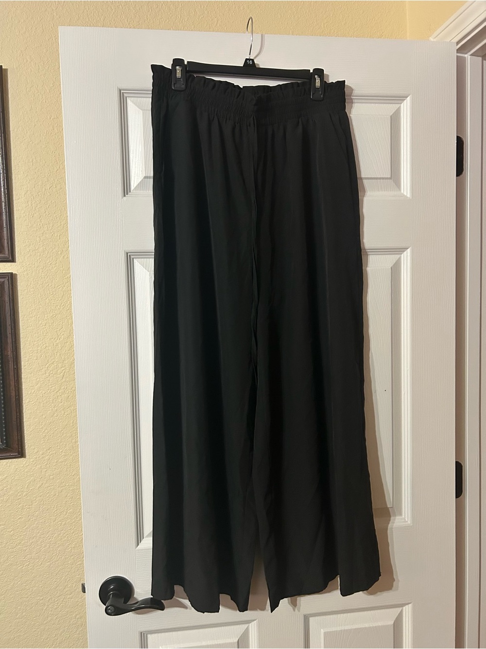 SHEIN Black Wide-Leg Elastic Waist Pants